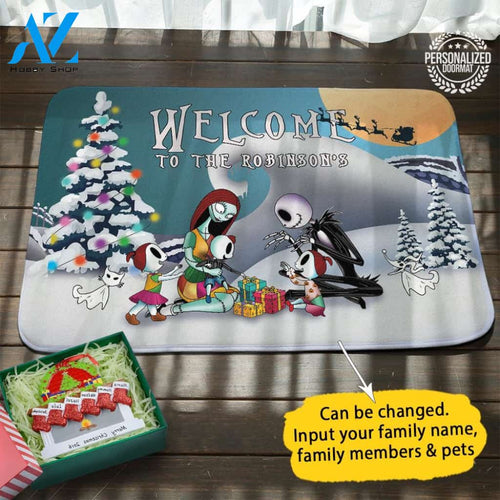 Jack Sally Happy Christmas Personalized Doormat