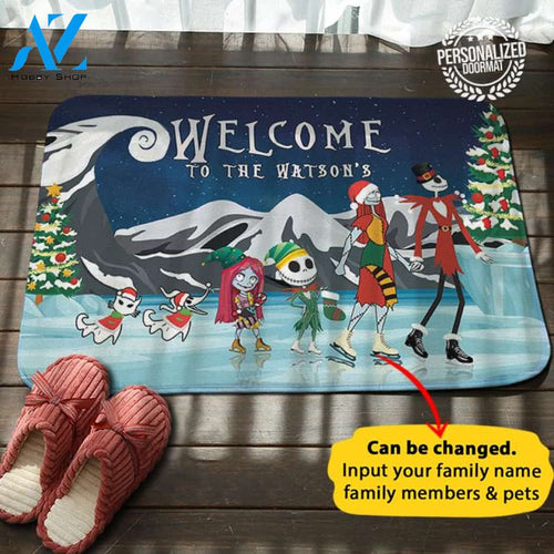 Jack Sally Hill Christmas Personalized Doormat