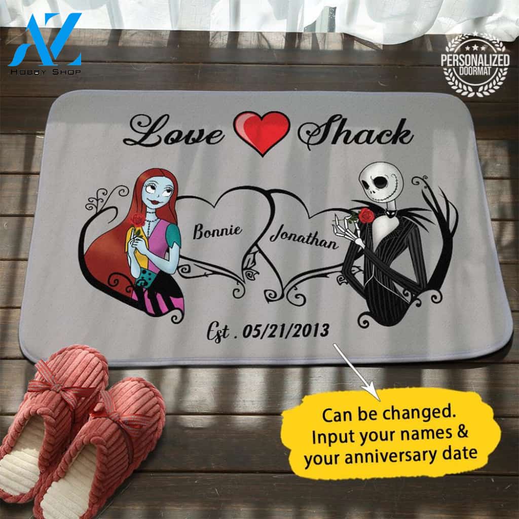 Jack Sally Valentine Personalized Doormat