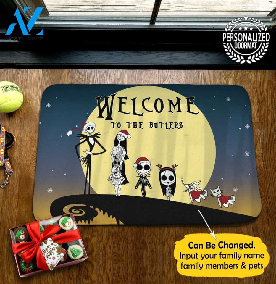 Jack Sally Xmas Personalized Doormat
