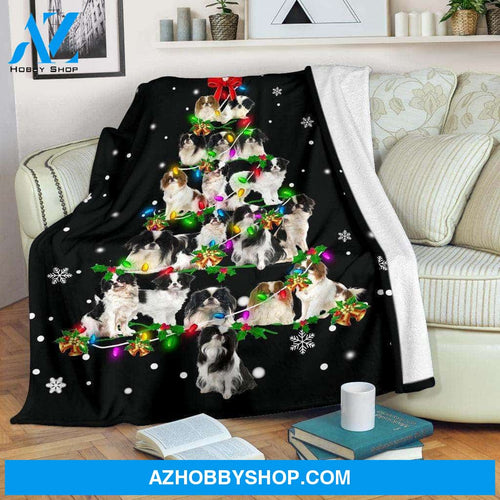 Japanese Chin Dog Christmas Tree Funny Noel Blanket Gift For Dog Lovers Birthday Gift Home Decor Bedding Couch Sofa Soft and Comfy Cozy