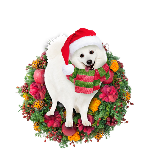Godmerch- Ornament- Japanese Spitz Christmas Ornament, Happy Christmas Ornament, Car Ornament