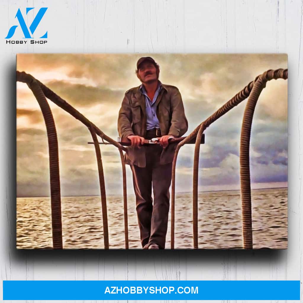 Jaws Quint Standing Sunset Canvas And Poster,Canvas Prints,Wall Decor Visual Art