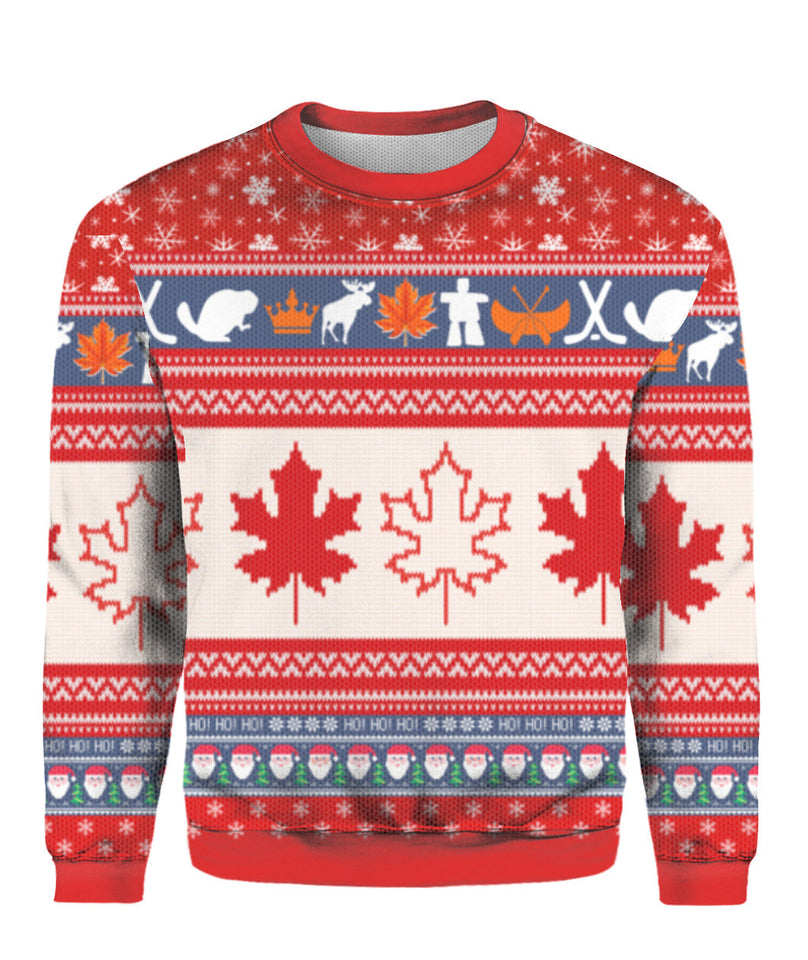Christmas Canada Maple Leaf Ugly Christmas Sweater | For Men & Women | UH1050