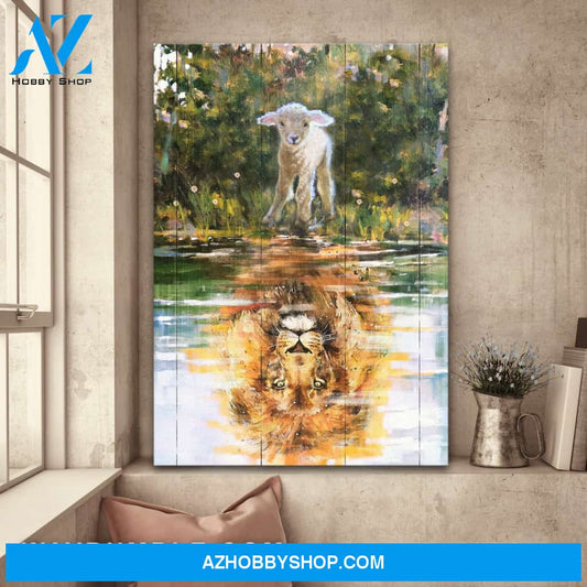 Jesus - A lamb shadow is a lion - Portrait Canvas Prints, Wall Art