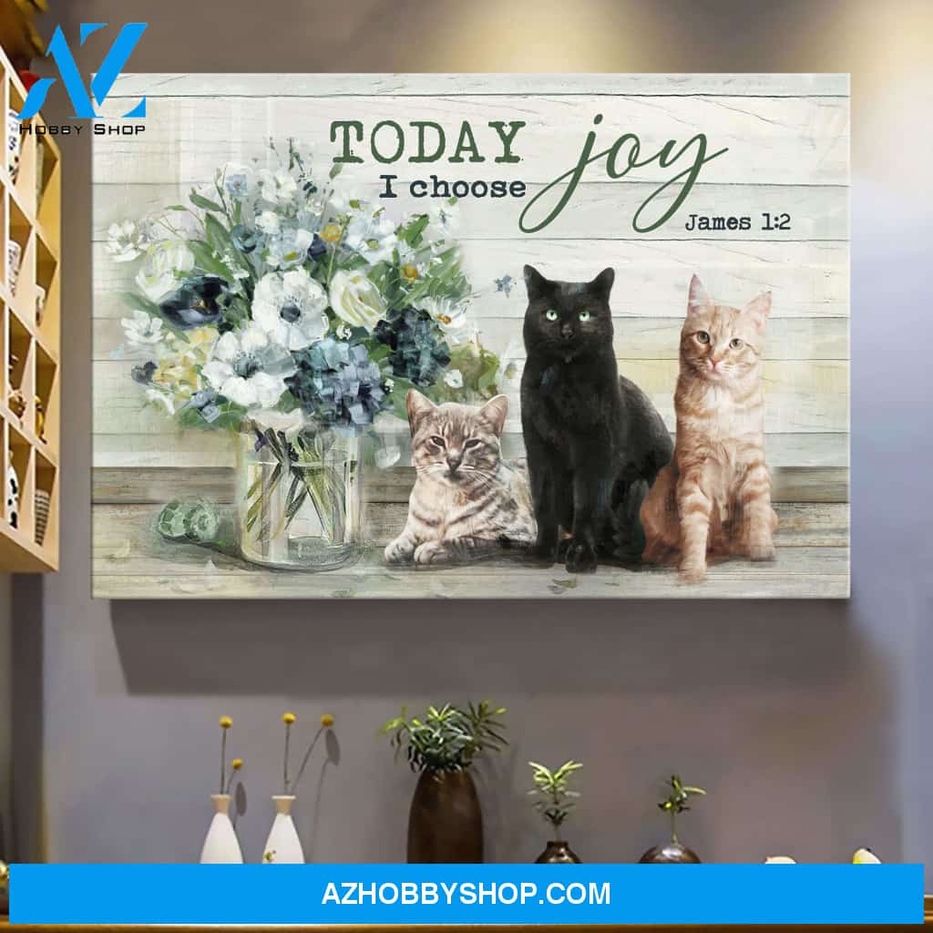 Jesus - Adorable cats - Today I choose joy - Landscape Canvas Prints, Wall Art