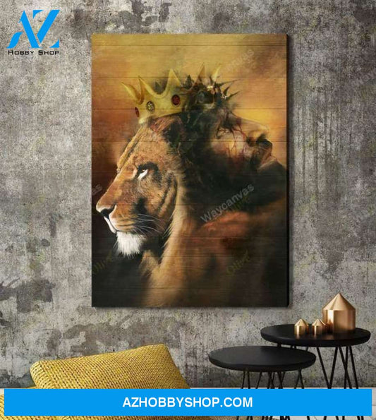 Jesus and amazing lion Jesus Portrait Canvas Prints, Wall Art