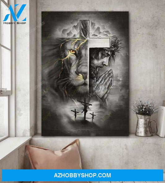 Jesus and awesome lion Jesus Portrait Canvas Prints, Wall Art