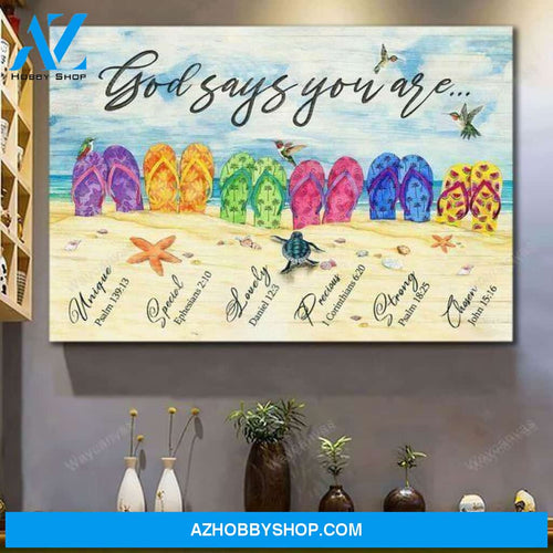 Jesus and Beach - God says you are 2 Jesus Landscape Canvas Prints, Wall Art