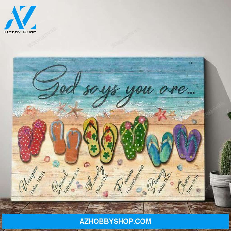 Jesus and Beach - God says you are Jesus Landscape Canvas Prints, Wall Art