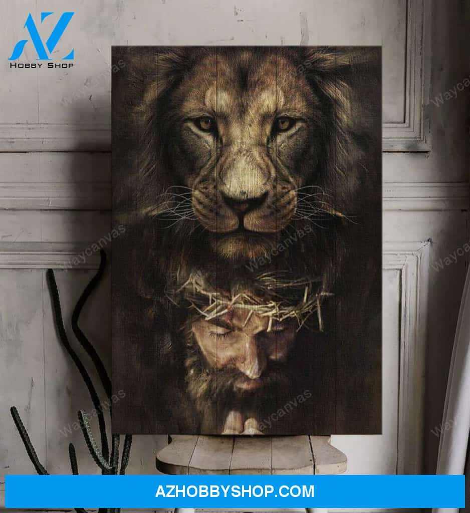 Jesus and beautiful lion Jesus Portrait Canvas Prints, Wall Art