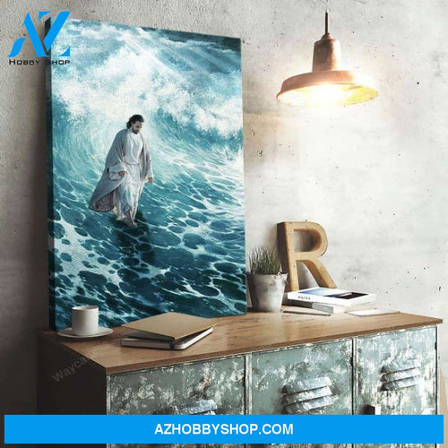 Jesus and beautiful sea Jesus Portrait Canvas Prints, Wall Art