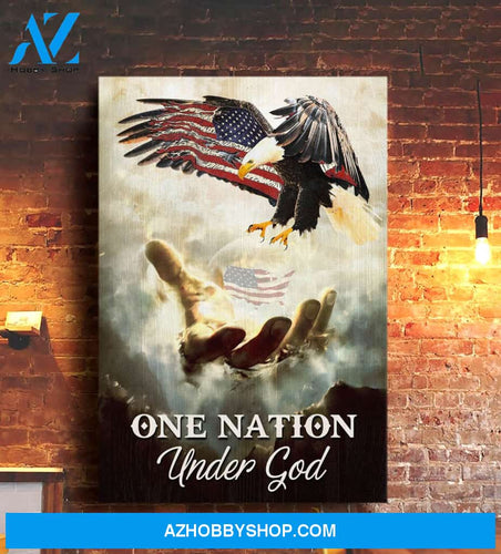 Jesus and Eagle One nation under amazing God Canvas And Poster, Wall Decor Visual Art