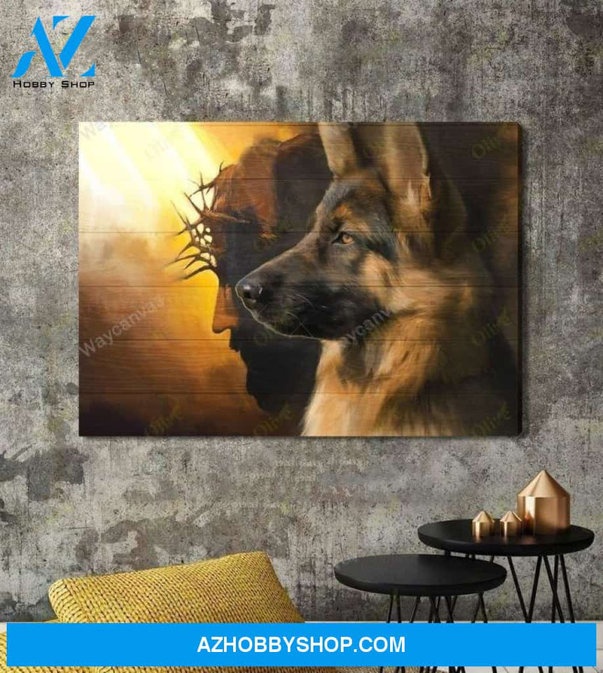 Jesus and German Shepherd - Landscape Canvas Prints - Wall Art
