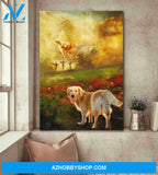 Jesus and Golden retriever - To the beautiful world Golden retriever Portrait Canvas Prints, Wall Art
