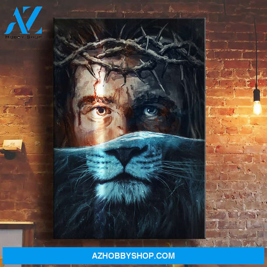 Jesus and Lion - Under the water - Portrait Canvas Prints, Wall Art