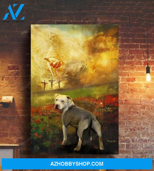 Jesus and Pit bull - To the beautiful world Pit bull Portrait Canvas Prints - Wall Art