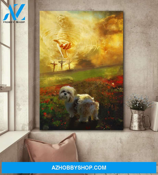 Jesus and Shih Tzu - To the beautiful world Portrait Canvas Prints - Wall Art