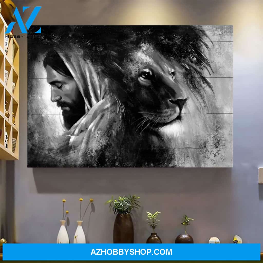 Jesus and the awesome lion - Jesus Landscape Canvas Prints - Wall Art