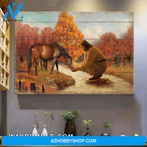 Jesus and the baby horse - Landscape Canvas Prints, Wall Art