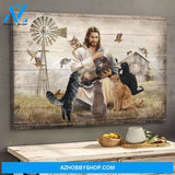 Jesus - Jesus and the cats on farm - Landscape Canvas Prints, Wall Art