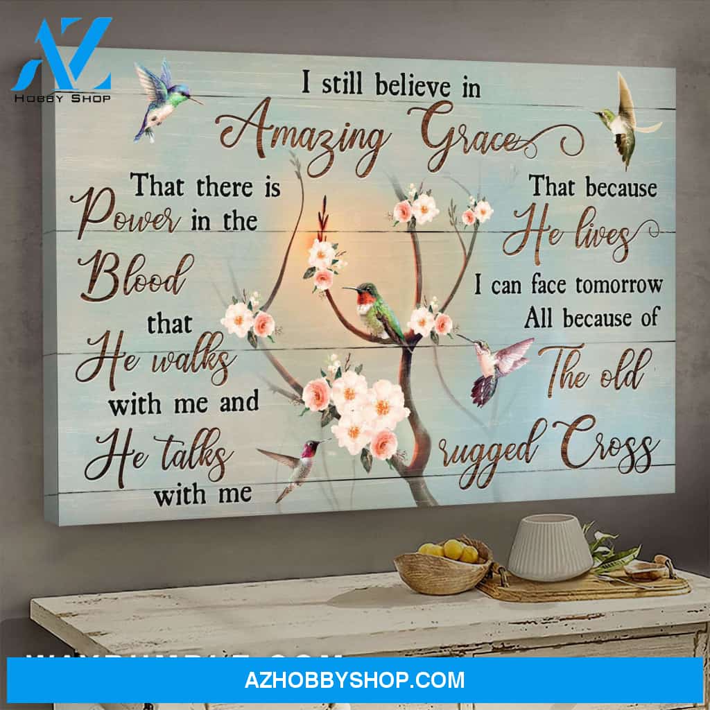 Jesus - Apricot blossom tree - I still believe in amazing grace - Landscape Canvas Prints, Wall Art