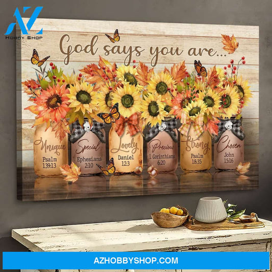 Jesus - Autumn Sunflower - God says you are - Landscape Canvas Print - Wall Art