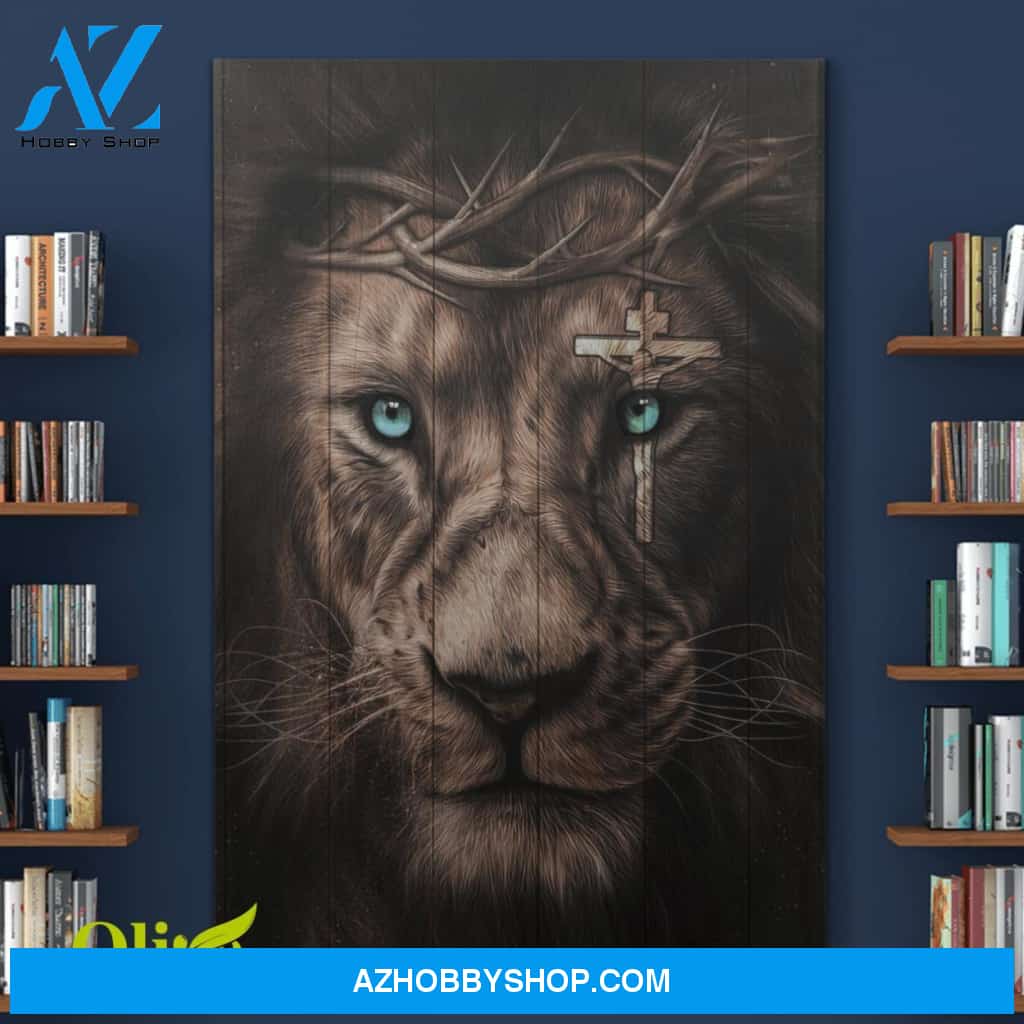 Jesus, Awesome Lion And Cross On His Eye 2 Easter Canvas And Poster, Wall Decor Visual Art, Wall Poster, My Poster Wall