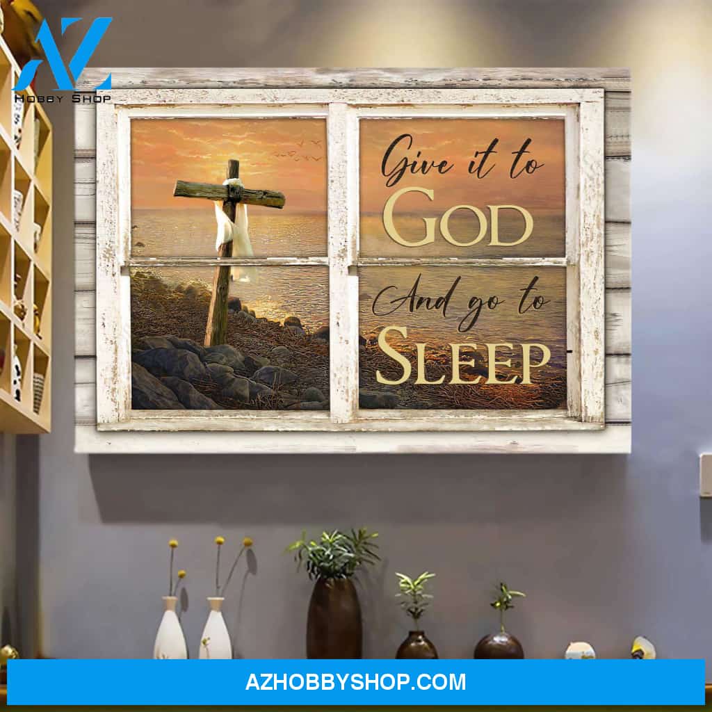 Jesus - Beach sunset scenery - Give it to God and go to sleep - Landscape Canvas Prints, Wall Art