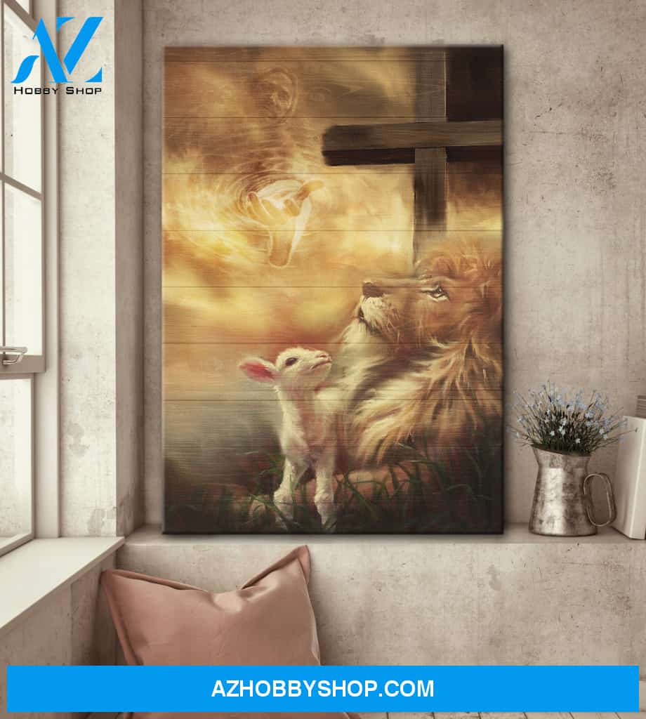 Jesus - Beautiful lion and lamb Jesus Portrait Canvas Prints - Wall Art