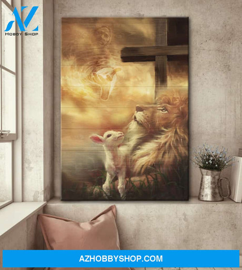 Jesus - Beautiful lion and lamb Jesus Portrait Canvas Prints - Wall Art