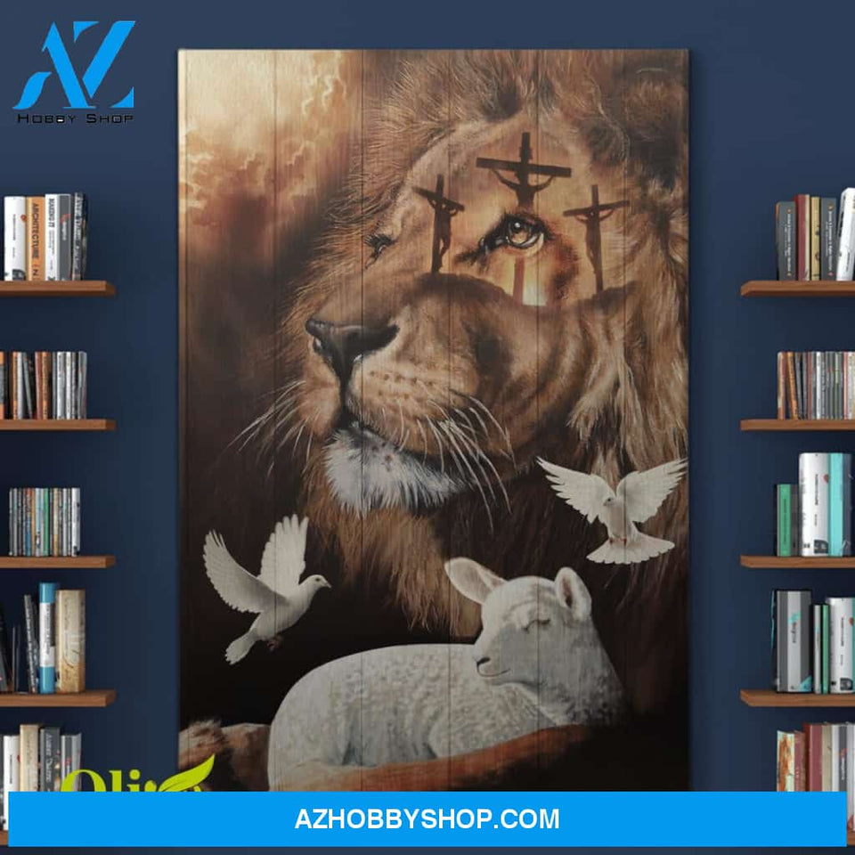Jesus, Beautiful Lion, Lamb And Dove Easter Canvas And Poster, Wall Decor Visual Art, Wall Poster, My Poster Wall