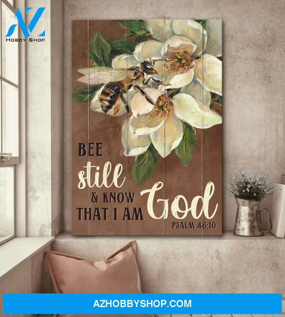 Jesus - Bee taking nectar - Bee still and know that I am God - Portrait Canvas Prints, Wall Art