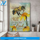 Jesus - Bee with flowers - Bee still and know that I am God - Portrait Canvas Prints, Wall Art