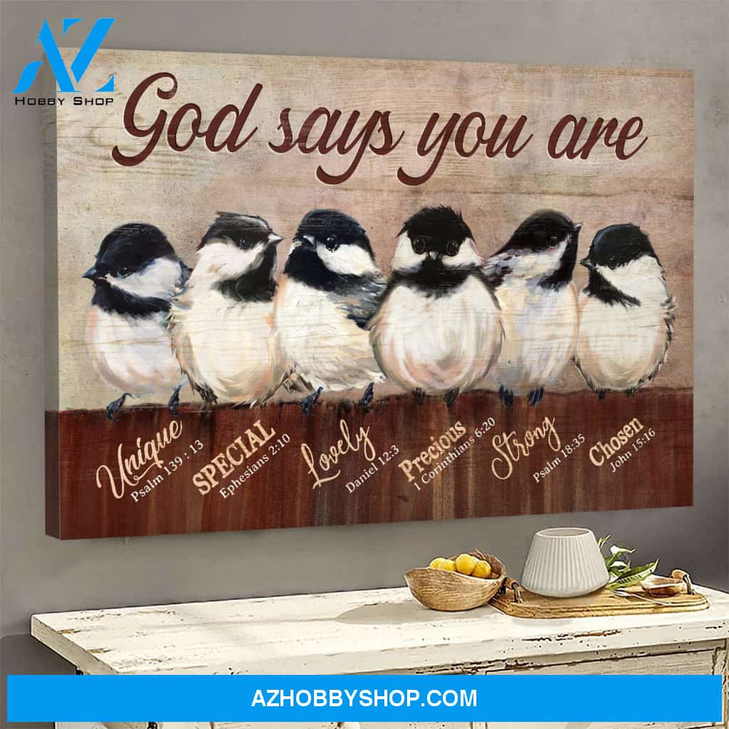 Jesus - Black-capped chickadee - God says you are - Landscape Canvas Prints, Wall Art