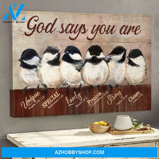Jesus - Black-capped chickadee - God says you are - Landscape Canvas Prints, Wall Art