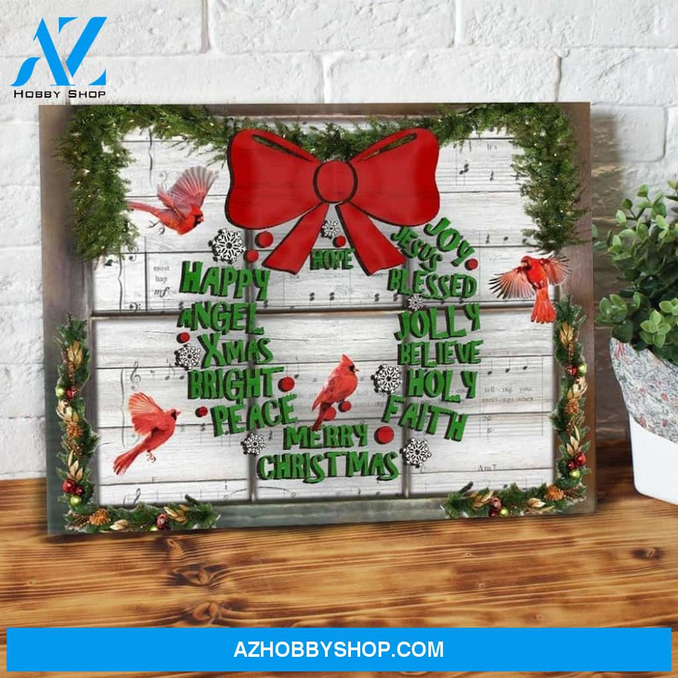 Jesus Blessed Merry Christmas Cardinal Canvas Wall Art