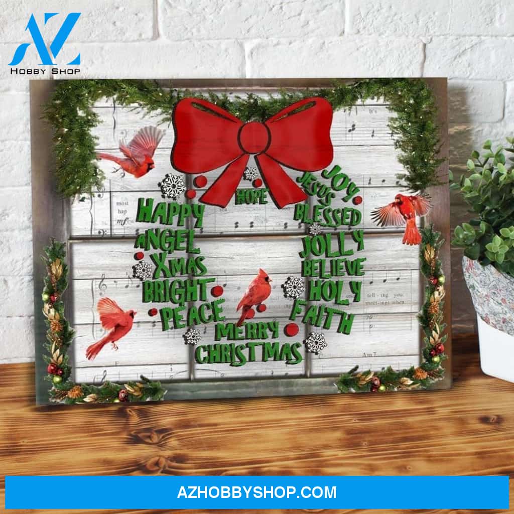 Jesus Blessed Merry Christmas Cardinal Canvas Wall Art