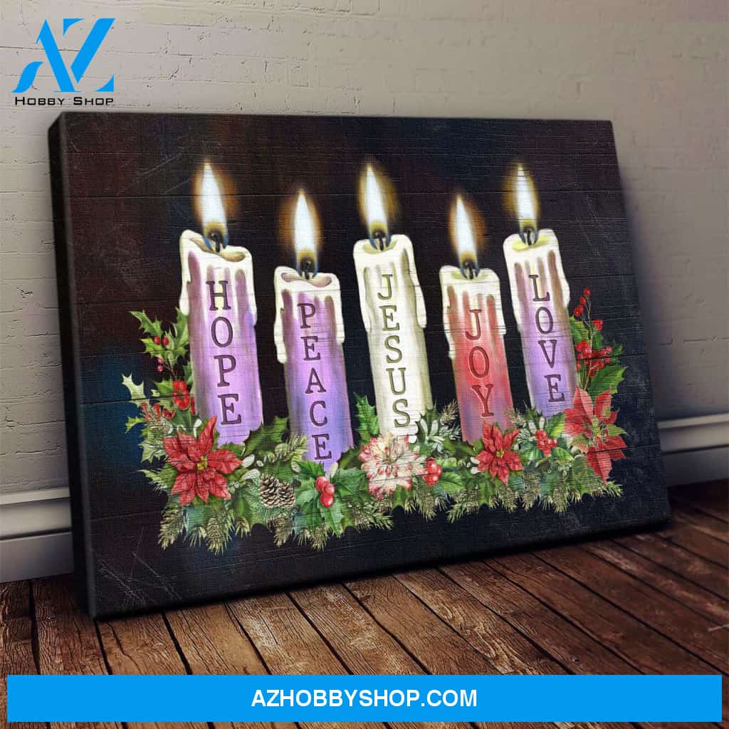 Jesus - Candle - Jesus, hope, peace, joy, love - Landscape Canvas Prints, Wall Art