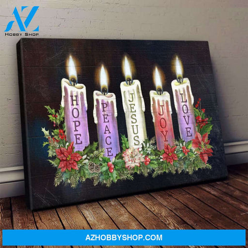 Jesus - Candle - Jesus, hope, peace, joy, love - Landscape Canvas Prints, Wall Art