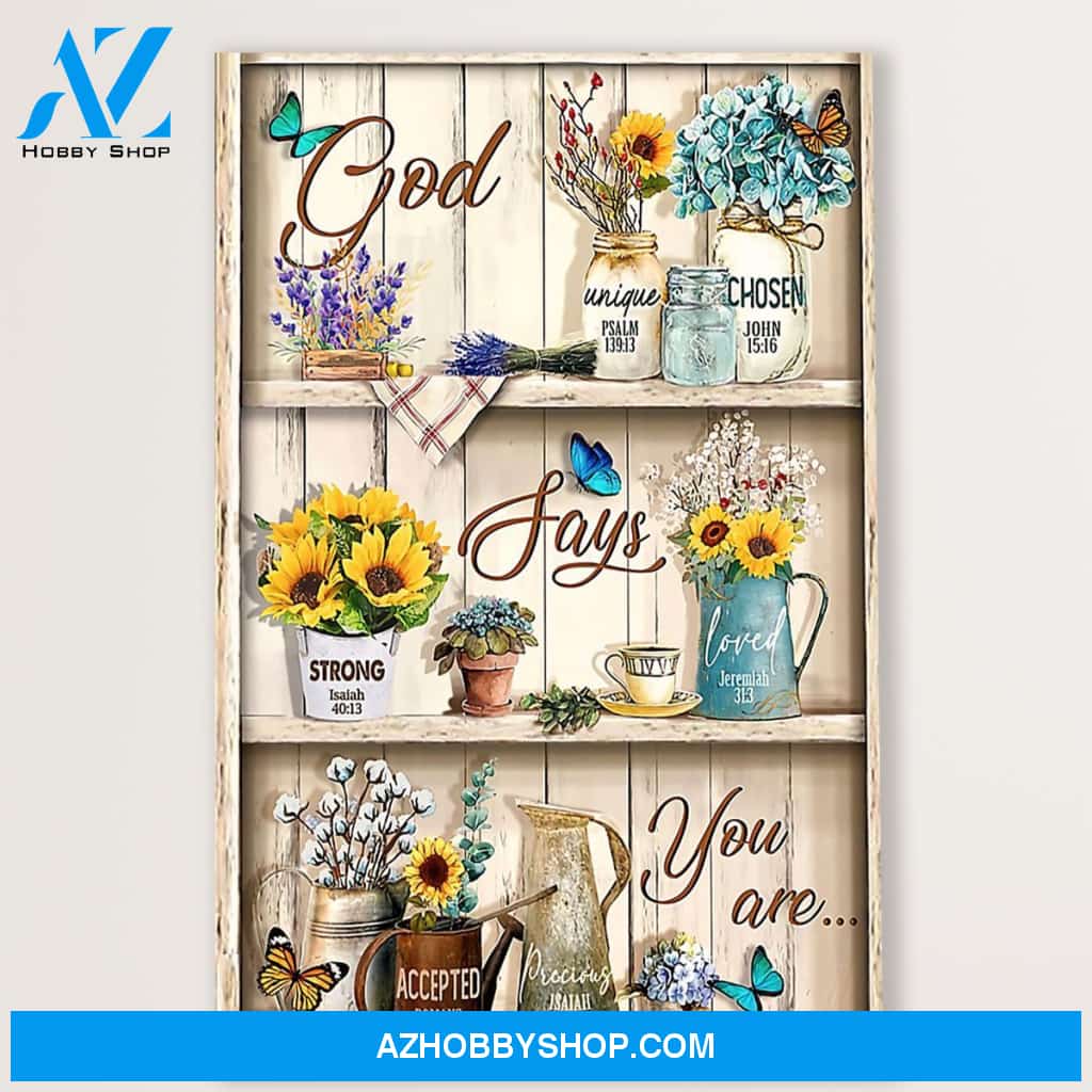 Jesus Canvas God Says You Are, Christian God Wall Art Home Decor
