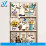 Jesus Canvas God Says You Are, Christian God Wall Art Home Decor