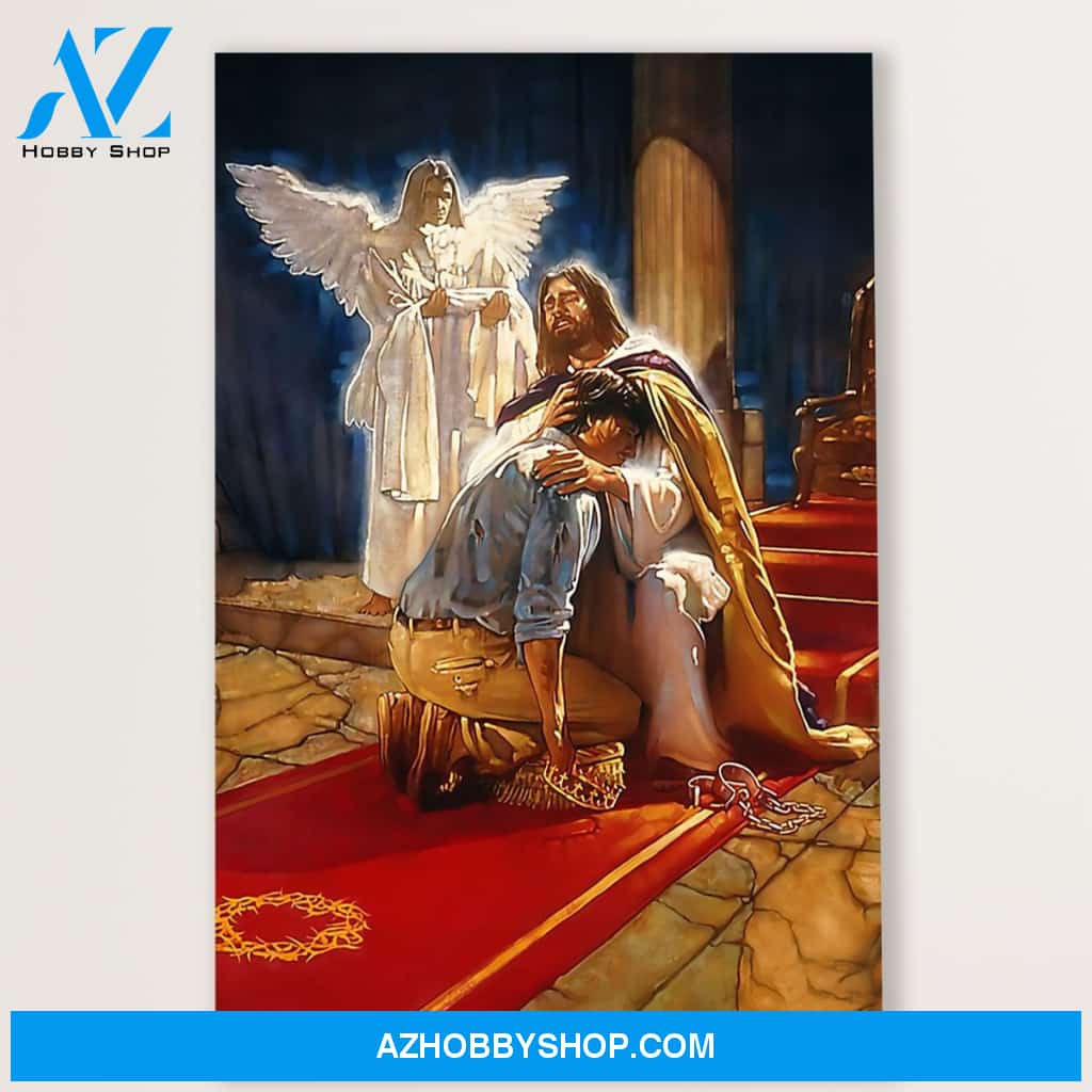 Jesus Canvas Jesus Hugging Child, Christian God Wall Art Home Decor