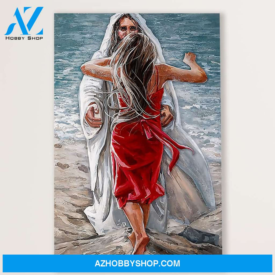 Jesus Canvas Jesus Hugging Child, Christian God Wall Art Home Decor