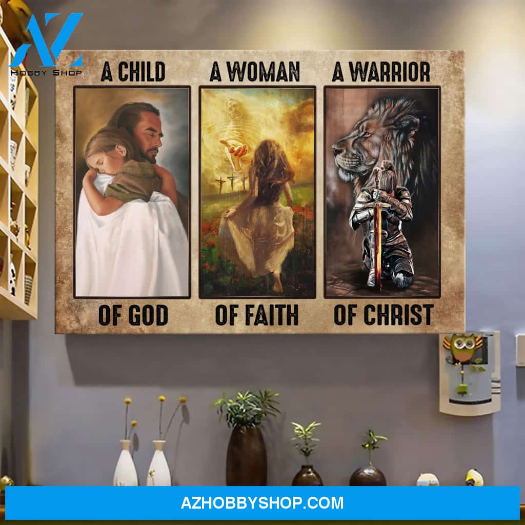 Landscape God Canvas Wall Art - Jesus Canvas Wall Art - A child of God a woman of faith a warrior of Christ Canvas