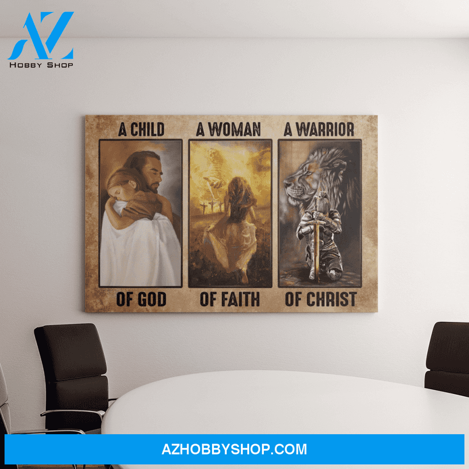 Landscape God Canvas Wall Art - Jesus Canvas Wall Art - A child of God a woman of faith a warrior of Christ Canvas