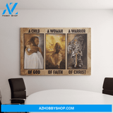 Landscape God Canvas Wall Art - Jesus Canvas Wall Art - A child of God a woman of faith a warrior of Christ Canvas
