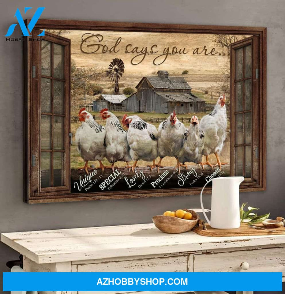Landscape God Canvas Wall Art - Jesus Canvas Wall Art - Amazing chicken - God says you are Canvas