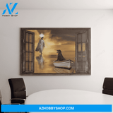 Landscape God Canvas Wall Art - Jesus Canvas Wall Art - Jesus and Rottweiler - Through the windows Canvas