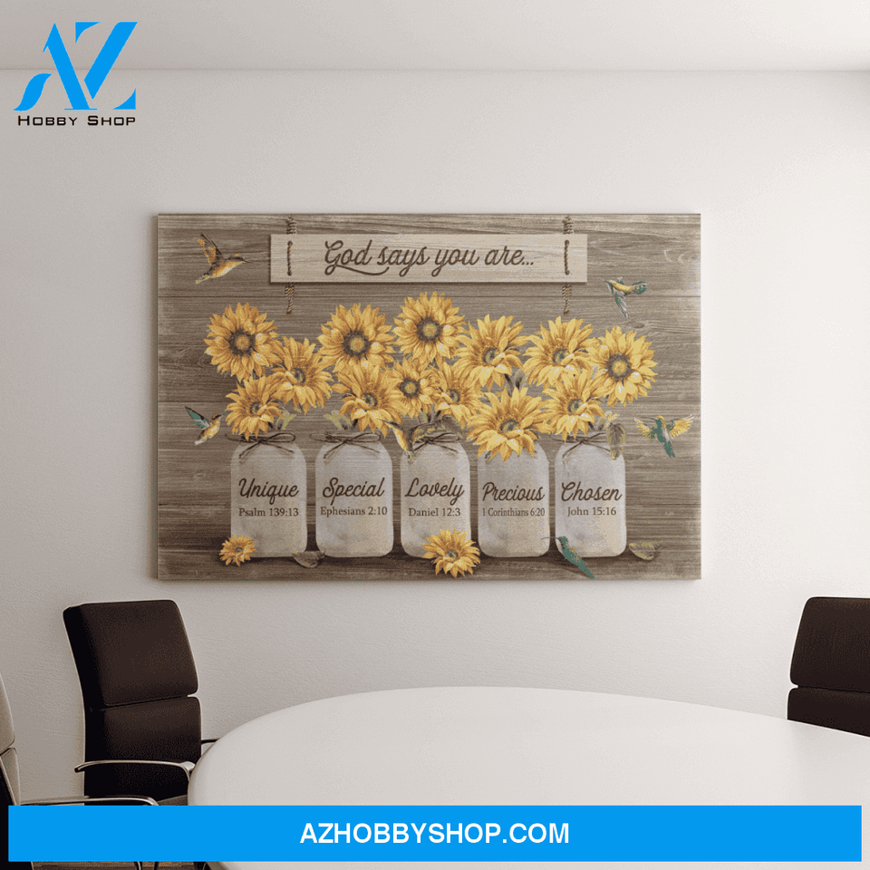 Landscape God Canvas Wall Art - Jesus Canvas Wall Art - Jesus and Sunflower - God says you are Canvas